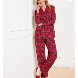 Talbots Red Plaid Cotton Flannel Pajama Set Sz L Large NWT